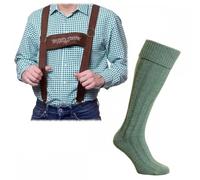 A2ZFD Adult Mens Oktoberfest Braces + Green Wool Blend Socks : German Bavarian Beer Festival Fancy Dress Accessory Set