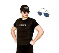 A2ZFD Adult POLICE Vest & Cap Set + Aviator Sunglasses : Unisex Mens Womens Policeman Cop Team Fancy Dress Costume