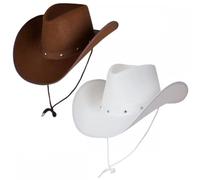 A2ZFD Adult Texan Cowboy Hat Dark Brown & White 2 Pack : Fancy Dress Party Accessory Country Western Rancher Wild West