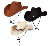 A2ZFD Adult Texan Cowboy Hats 3 Pack (Black, Brown, Classic Sand) : Adult Unisex Cowgirl Fancy Dress Wild West Rodeo Accessory