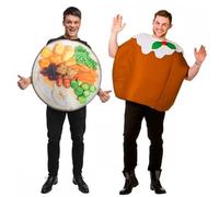 A2ZFD Adult Traditional Christmas Dinner + Christmas Pudding Costumes : Unisex Couples Xmas Food Novelty Fancy Dress