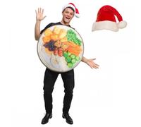 A2ZFD Adult Traditional Christmas Dinner Costume + Plush Santa Hat : Unisex Mens Womens Xmas Food Novelty Fancy Dress