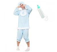A2ZFD Adult Unisex Big Cry Baby Costume + Jumbo Milk Bottle : Novelty Stag Hen Fancy Dress (Standard up to 44'' Chest), Blue