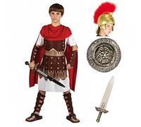 A2ZFD Child Roman Centurion Costume + Fabric Helmet + Sword & Shield : Spartan Soldier Fancy Dress (8-10 Years), Multicolored (4762WC CS8)