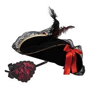 A2ZFD Ladies Super Deluxe Pirate Captain Hat and Eyepatch - Adult Fancy Dress Party Costume Accessory