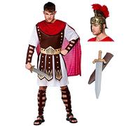 A2ZFD Mens Roman Centurion Costume + Helmet (With Sword Option) - Gladiator Fancy Dress (Small (Chest 37"), + Helmet & Sword)
