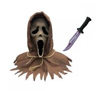 A2ZFD Officially Licensed Scream Ghost Face Scarecrow Mask + Bleeding Blade : Adults Men Women Halloween Film Horror Fancy Dress Costume Accessory Set