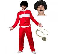 A2ZFD Scouser Tracksuit + Wig & Tash + Gold Medallion Mens Fancy Dress 1980s Shell Suit 80s Costume (One Size (44"))