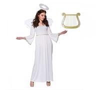A2ZFD Womens Angel Costume + Wings + Halo + Harp : Adult Ladies Christmas Nativity Religious Fancy Dress (One Size (UK 14-16))