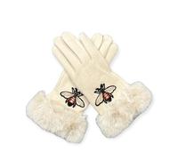 A2ZUKFASHION New Womens Bee Print Suede Pom Gloves Ladies Touchscreen Windproof Warm Fleece