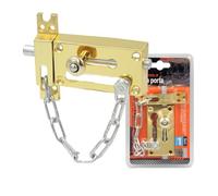 A2ZWORLD Door Chain for Front Door, Stainless Steel Security Lock for Interior Doors and Windows, Hotel, Rental Home, 2 Models in Gold/Silver (91 x 40 mm, Gold)