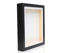 A3 1.5 Inch (4cm) Extra Deep Wood 3D Deep Box Picture Frame Display Memory Box With White Mount For Medals Memorabilia Flowers etc
