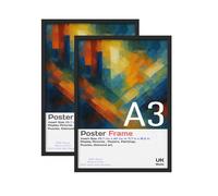 A3 (2 pack) - 29.7 x 42 cm Wall Picture Frame Display Photo Posters & Puzzles, Easy to Hang, Lightweight, Protected With a Film, Long Securing Clips