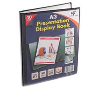 A3 40 Pocket Display Book Presentation Folder Portfolio (80 Views) Project Book Certificate Folder Plastic Wallets (1 Book)