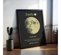A3/A4 Custom Moon Phase Print, Personalized Moon Phase Frame, Custom Foil Moon Phase Print by Date,Custom Moon Phase Print, Bridal Wedding Gift, Wooden Frame, Father's Day Gift