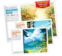 A3 + A4 Sketchbook Combo - Pack of 3 (108 Pages Total) | 100 GSM Cartridge Paper - A3 Pad + 2 A4 Pads | Soft Cover Sketch Pads for Artists, Students & Kids