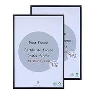 A3 Aluminum Photo Picture Frame - 29.7 x 42 CM Black Metal Certificate Frames with Perspex Glass for Wall Display Horizontally or Vertically in Living Room Bedroom Gallery, Set of 2