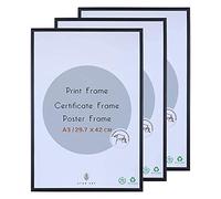 A3 Aluminum Photo Picture Frame - 29.7 x 42 CM Black Metal Certificate Frames with Perspex Glass for Wall Display Horizontally or Vertically in Living Room Bedroom Gallery, Set of 3