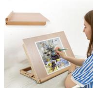 A3 Artist Drawing Board, Adjustable Angle Folding Beech Wood Wood Desktop Painting Easel, 16.93x12.6x2.36 inches Portable Table Top Sketching Board for Artists Beginners Student