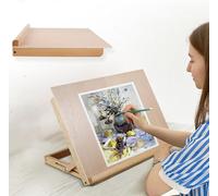 A3 Artist Drawing Board Smooth Solid Beech Wood Desktop Painting Easel 16.93x12.6x2.36 inches Adjustable Angle Folding Art Easel Table Top Sketching Board for Artists Beginners Student