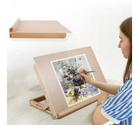 A3 Artist Drawing Board Solid Beech Wood Desktop Painting Easel 43x32cm Adjustable Angle Folding Art Easel Table Top Sketching Board for Artists Beginners Student