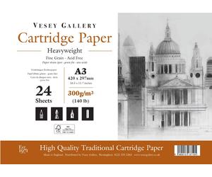 A3 Artist Sketching Pad. 300gsm Card. Soft White. 24 Sheets.Made in UK