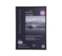 SECO A3 Brushed Aluminium Picture Frame | Black | Perspex Safety Glass | Photo, Certificate & Artwork Display | Home & Office Decor