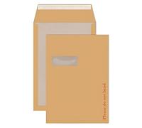 A3³® C4 Board Back Pocket Window Peel & Seal Envelopes - 324 x 229mm Manilla, Printed Please Do Not Bend, Pack of 50