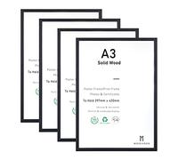A3 Certificate Picture Frame,4 Pack Black Wood Photo Frame with plexiglass for Wall Mount Display,29.7x42 cm,Set of 4