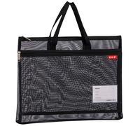 A3 Clear Mesh Bags Zip Lock Document Bag File Folder Zipper Wallets with Handle for Student Organization Office Art Supplies Travel Storage Pouch Assorted Colours (Black)