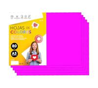 A3 Color Paper - 80g A3 Sheets for Inkjet and Laser Printers, Ream Paper for Crafts, DIY and Decoration m-Office (50 Sheets, Neon Pink)