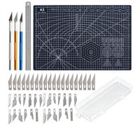A3 Cutting Mat Set, Black Cutting Mat A3 with Steel Ruler, Black | Double Sided Self Healing Craft Mat for Carving Crafts, Sewing, Patchworking, Fabric Quilting