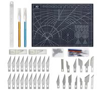 A3 Cutting Mat Set with Steel Ruler,Double Sided Self Healing Craft Mat for Sewing Carving Crafts Fabric Quilting (Black)