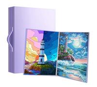 A3 Diamond Painting Portfolio 60 Pockets Diamond Painting Storage & Display Book Art Protection Folder Durable Painting Presentation Album with Buckle & Carry Handle, for Diamond Painting (Purple)