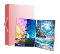 A3 Diamond Painting Portfolio 60 Pockets Diamond Painting Storage & Display Book Art Protection Folder Durable Painting Presentation Album with Buckle & Carry Handle, for Diamond Painting (Pink)