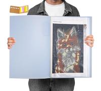 A3 Diamond Painting Storage Book,Portfolio Folder for Artwork,Art Portfolios 60 Pages Pocket with Index Stickers,11.8 x 16.5 inch Protector (Blue)