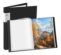 A3 Display Folder with Clear Plastic Sleeves, A3 Art Folder for Painting Artwork Portfolio, 40 Pocket Presentation Folders Document Project Folders for School and Offices(Black)