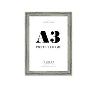 A3 Distressed Green Picture Frame - Rustic Wood Industrial Effect Photo Frame for Wall Display, Ideal for Posters, Prints & Home Décor, Wall Hooks, 32mm Edge - 1 Pack