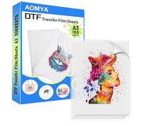 A3 DTF Transfer Film 100 Sheets,11.7x16.5 Glossy Clear PreTreat PET Heat Transfer DTF Paper for All Sublimation&DTF Printers,DTF Film for Sublimation Hack,Upgraded Premium Film for Fabrics Textile