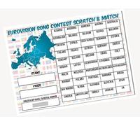 A3 Eurovision Song Contest Guess the Name of the Country Fundraising Scratchcard Match and Win Card