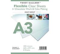 A3 Flexible Clear Plastic for Chocolate Work and Cake Making. 8 Sheets 400micron By Vesey Gallery®