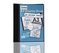 A3 Folder 4-D Ring Binder Deluxe Portrait File Black Presentation Portfolio, Document Holder 10 Sleeves