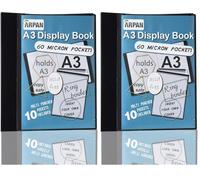 A3 Folder 4-D Ring Binder Deluxe Portrait File Black Presentation Portfolio, Document Holder 10 Sleeves (Pack of 2)