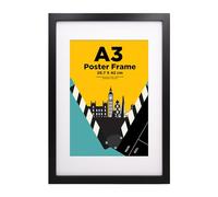 A3 Frame,100% Solid Wood with A4 Mat,A3 Picture Frame,A3 Photo Frames with Plexiglass,A3 Poster Frame for Wall Mounting,29.7x42cm Certificate Frames for Portrait,Black