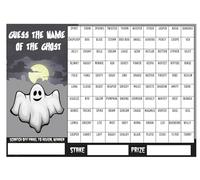 A3 Guess The Name of The Ghost Fundraising Scratchcard Match and Win card
