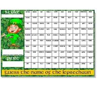 A3 guess the name of the Leprechaun Fundraising Scratchcard Match and Win card