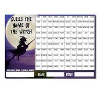 A3 Guess The Name of the Witch Halloween Fundraising Scratchcard Match and Win card