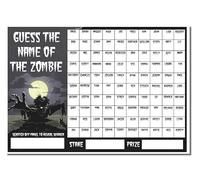 A3 Guess The Name of the Zombie Halloween Fundraising Scratchcard Match and Win card