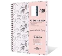 A3 Hardcover Drawing Book (130GSM), 50 Sheets/100 Pages, Spiral Bound Sketch Pad for Kids and Professionals for Drawing and Sketching