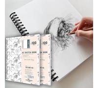 A3 Hardcover Drawing Book (130GSM), 50 Sheets/100 Pages, Spiral Bound Sketch Pad for Kids and Professionals for Drawing and Sketching